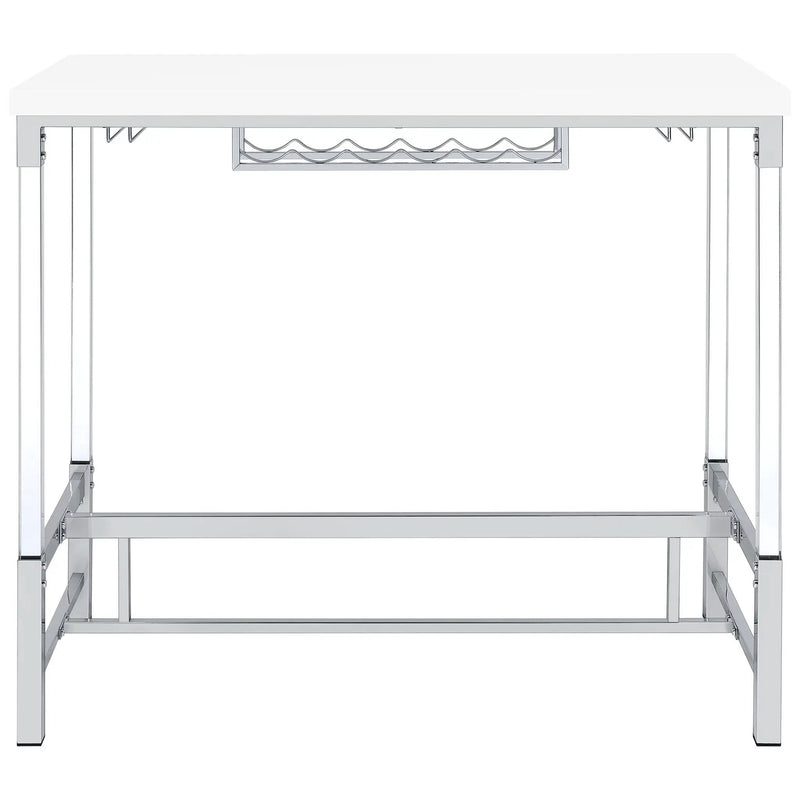 Norcrest 47-inch Acrylic Leg Bar Table White High Gloss by Unique Piece Furniture