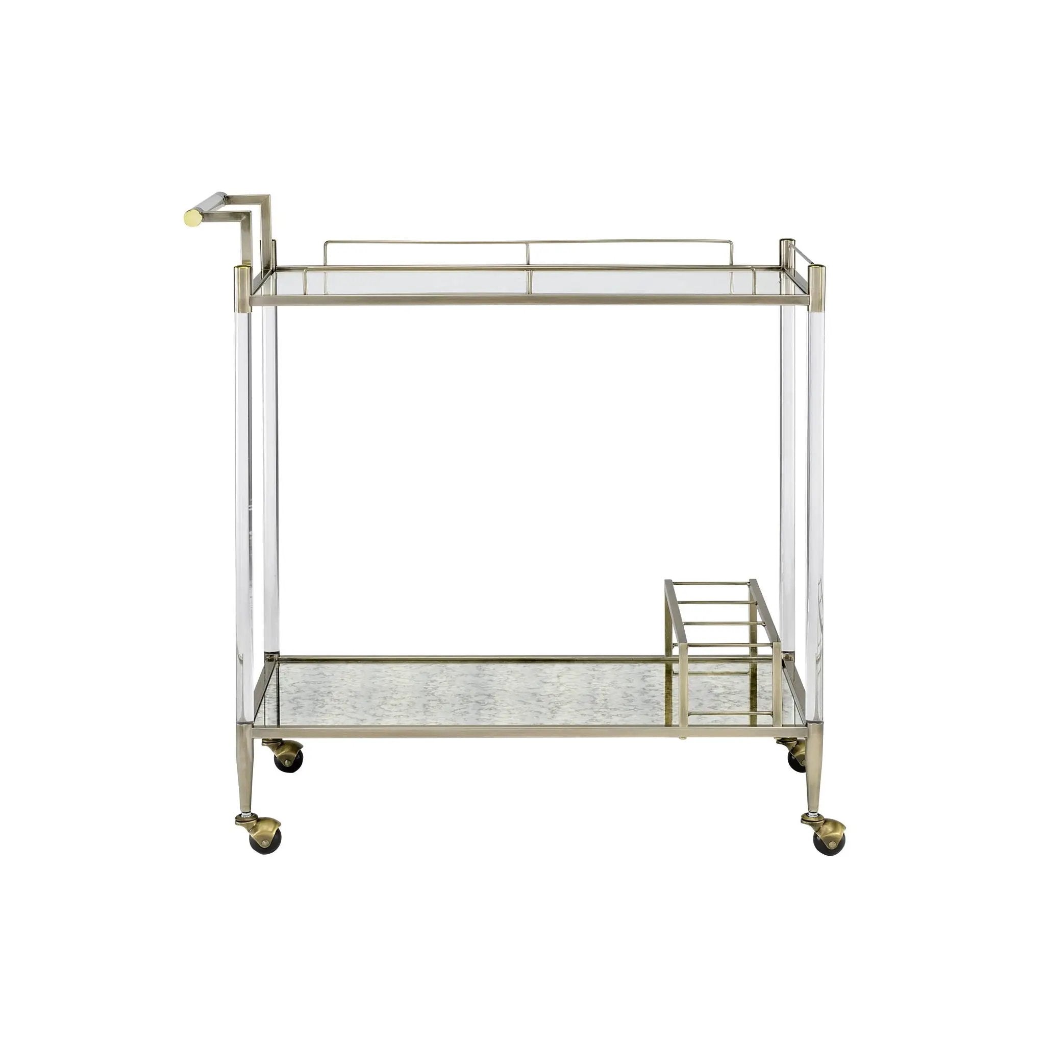 Cirro - Antique Mirror Wire Brass Serving Cart - Antique Brass / White by Unique Piece Furniture