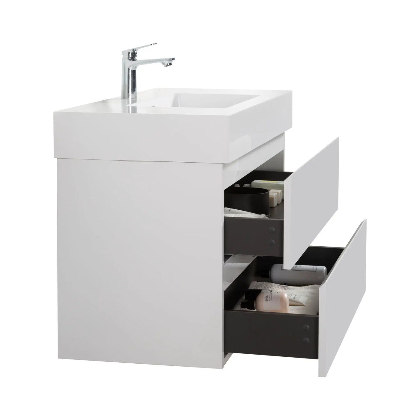 Alice - Bathroom Vanity With Large Storage, Sink Wall Mounted Floating Bathroom Vanity For Modern Bathroom, One-Piece Sink Basin Without Drain And Faucet by HouseOfZazla