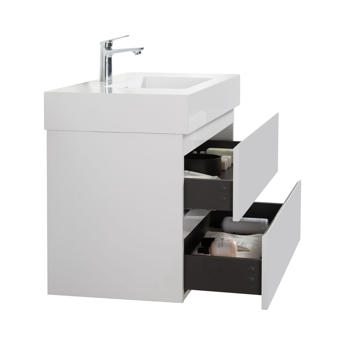 Modern Floating Bathroom Vanity with Large Storage - White or Black, photo 37 of 40