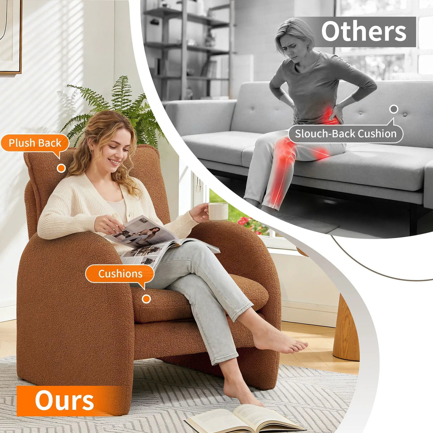Modern Sherpa Upholstered Accent Chair, Comfortable Living Room Armchair, Lounge Chair For Bedroom, And Office by Unique Piece Furniture