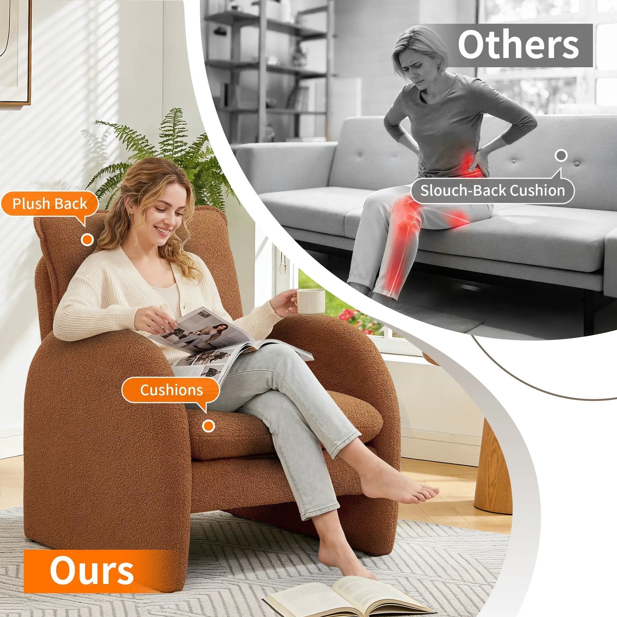 Modern Sherpa Upholstered Accent Chair, Comfortable Living Room Armchair, Lounge Chair For Bedroom, And Office by Unique Piece Furniture