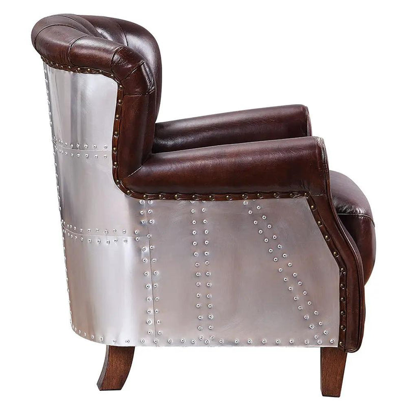 Brancaster - Accent Chair - Vintage Brown & Aluminum by Unique Piece Furniture
