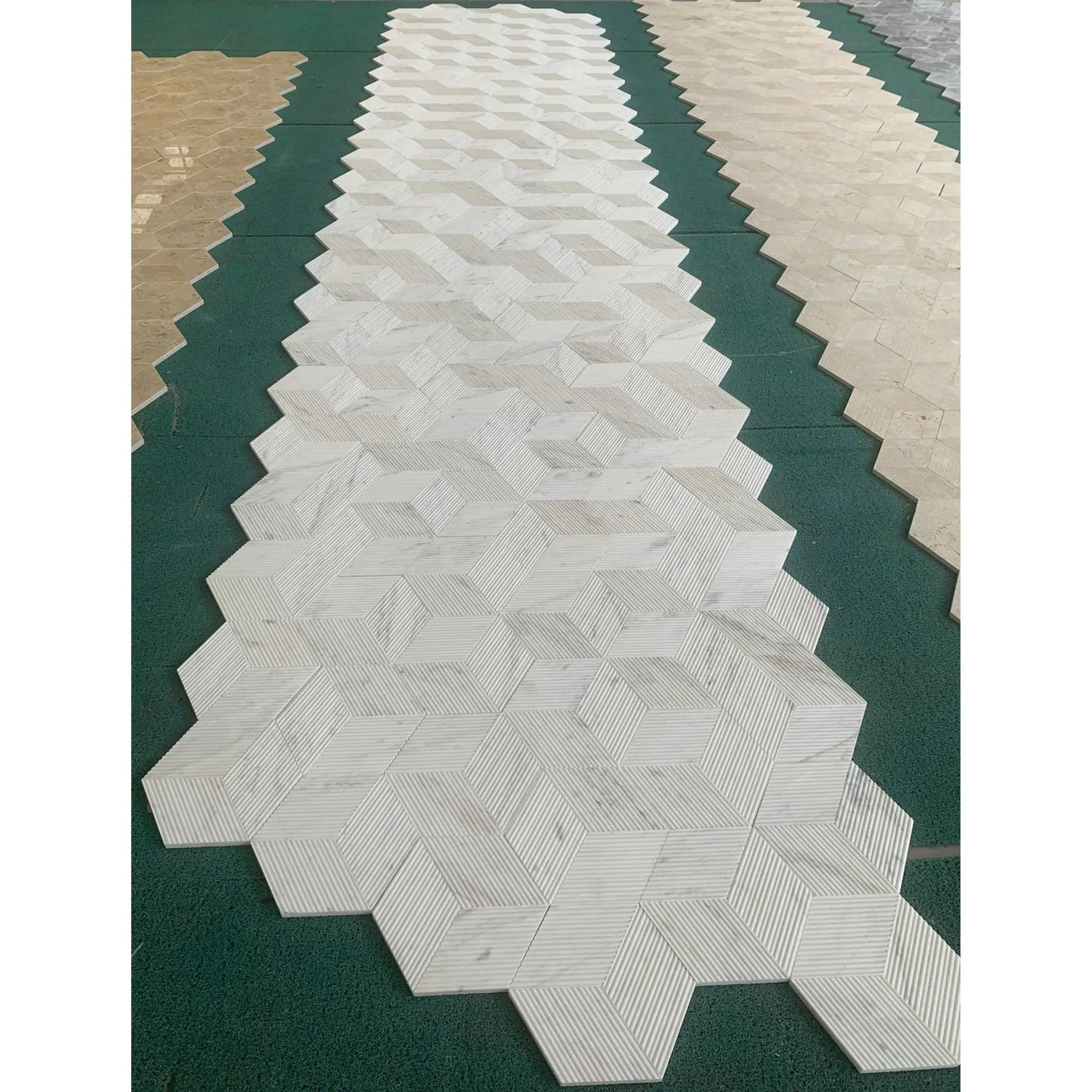 Hexagon Natural Stone Marble Tile, 3D Fluted (Set of 12) by HouseOfZazla