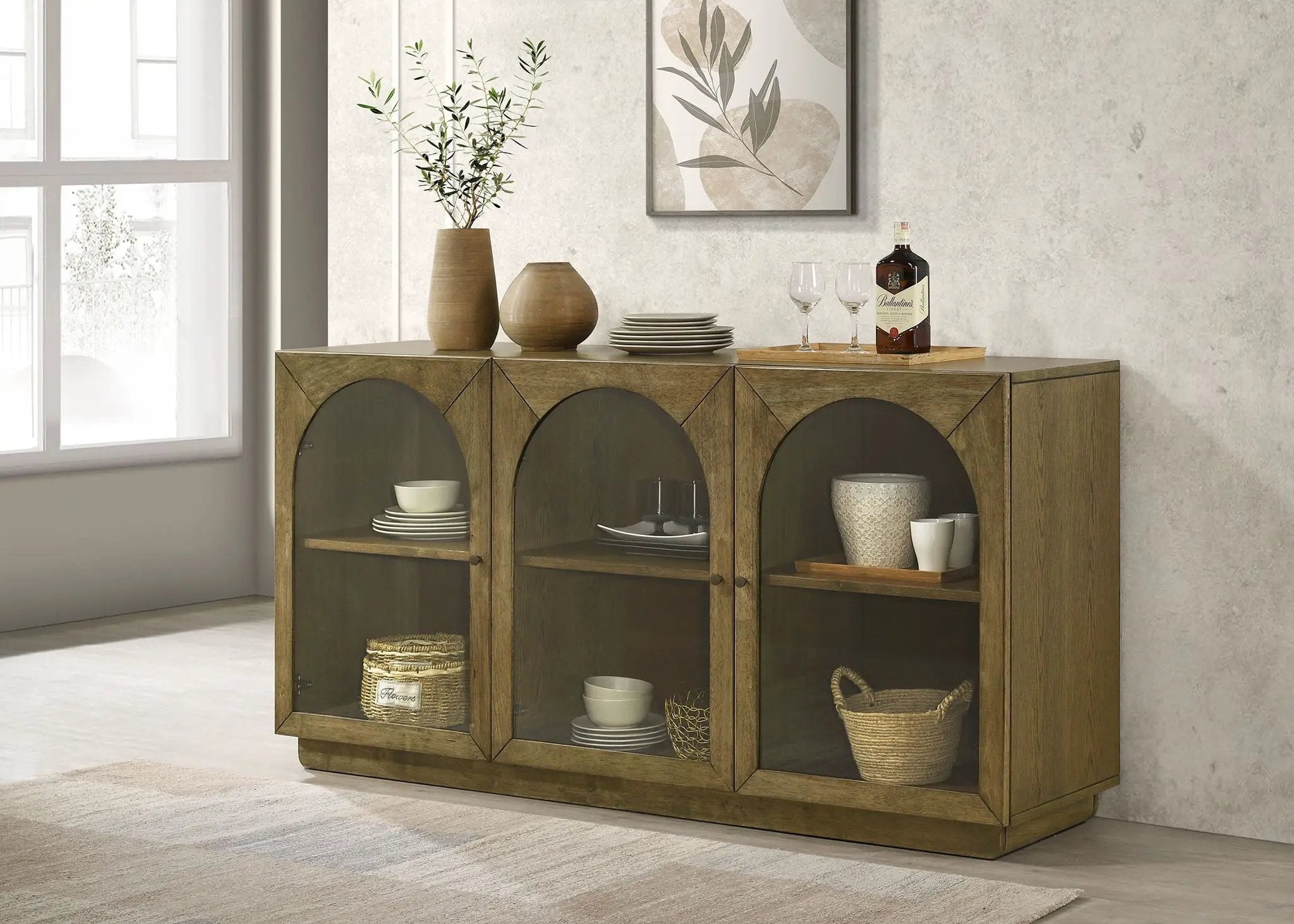 Castlewood 71-inch Dining Sideboard Buffet Server Brown Oak by Unique Piece Furniture