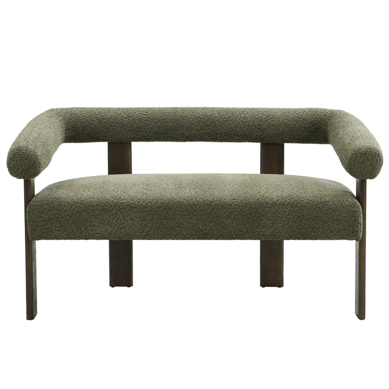 Round Armrest Loveseat (Green + Brown) by HouseOfZazla