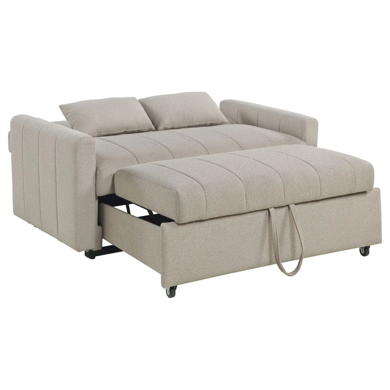 Portland Boucle Upholstered Sleeper Sofa Bed Latte by Unique Piece Furniture