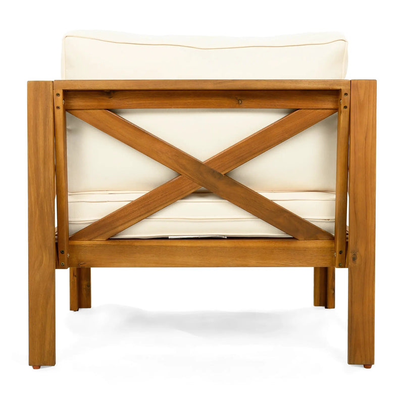 Outdoor Acacia Wood Club Armchair with Cushions (Set of 4) by HouseOfZazla