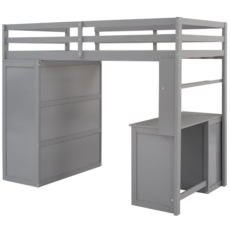 Loft Bed With Drawers, Desk, And Wardrobe