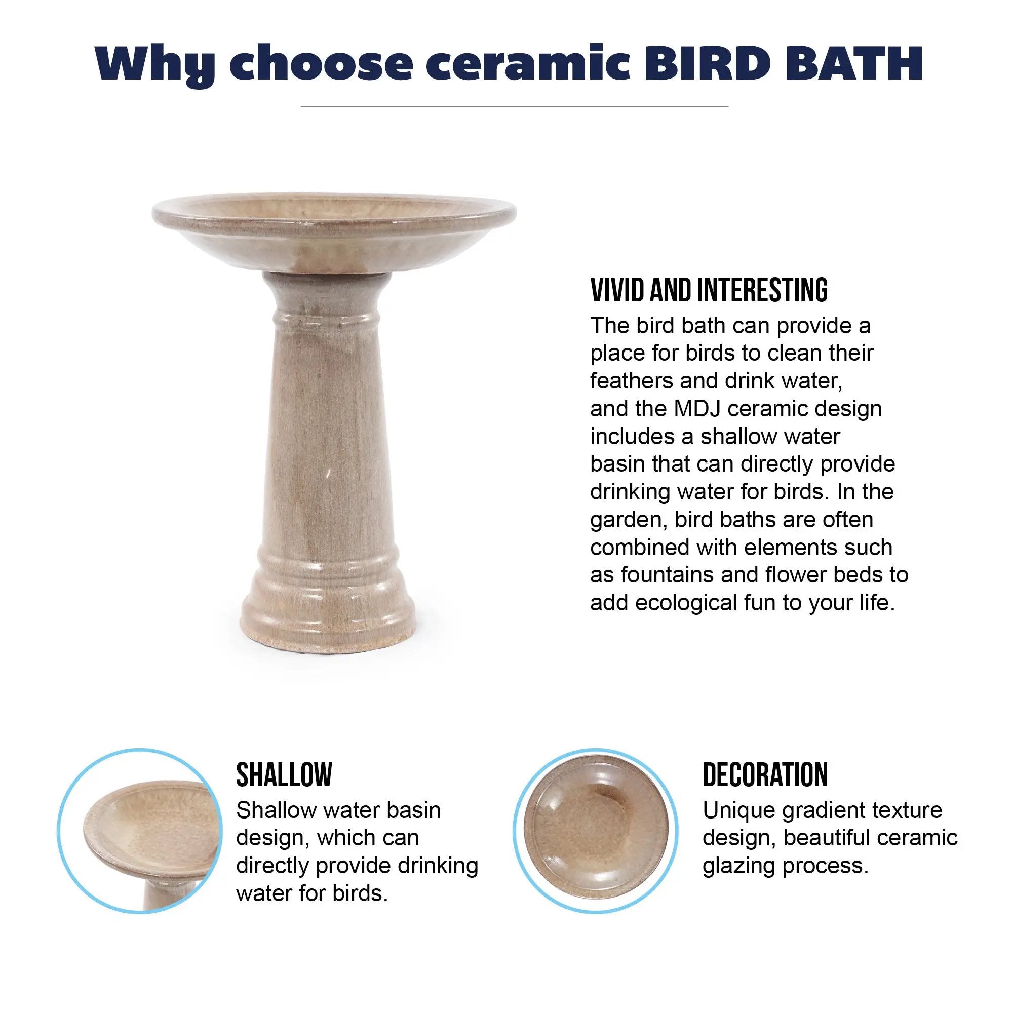 Ceramic Bird Bath for Outdoor Garden by HouseOfZazla