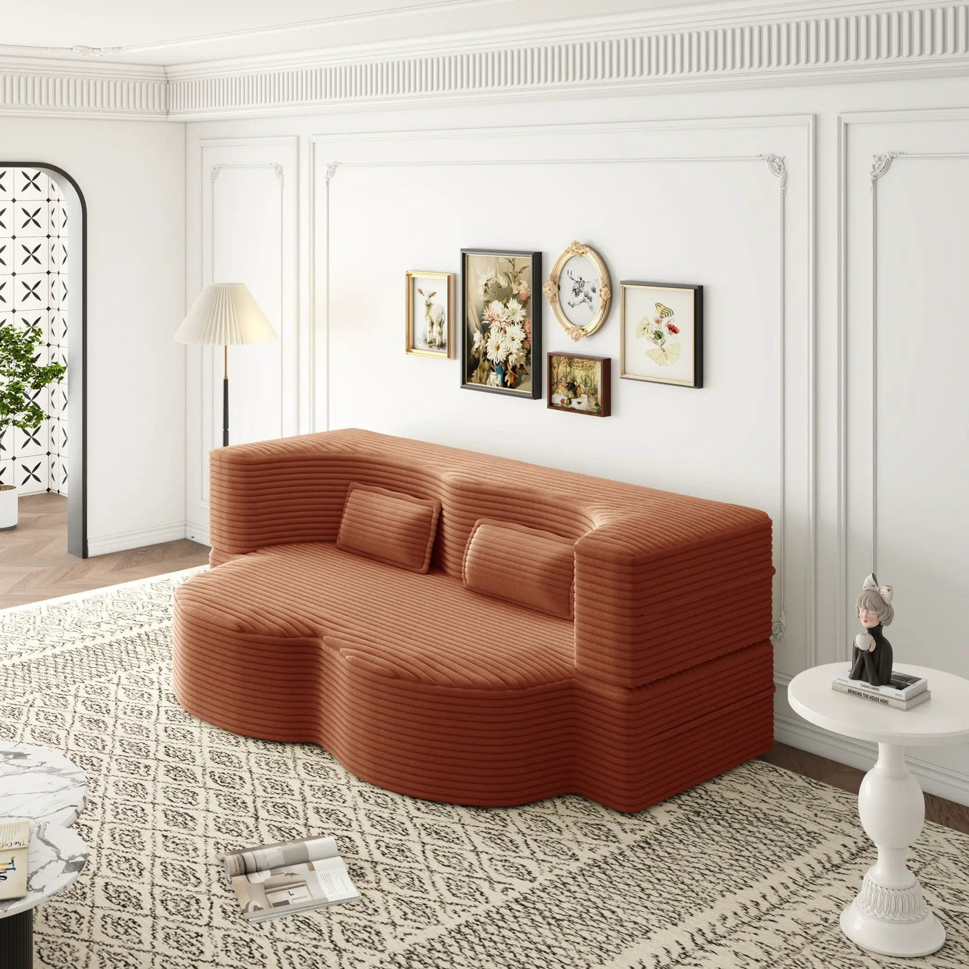 Convertible Foam-Filled Sleeper Sofa Bed with 2 Pillows by HouseOfZazla
