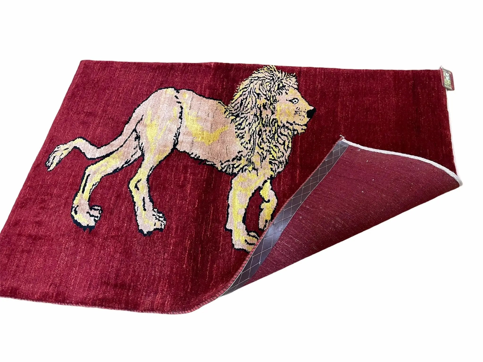 3 X 5 Handmade New Vintage Rug Quality Wool Lion Red Veggy Dyes Hand-Knotted by Jewel Rugs