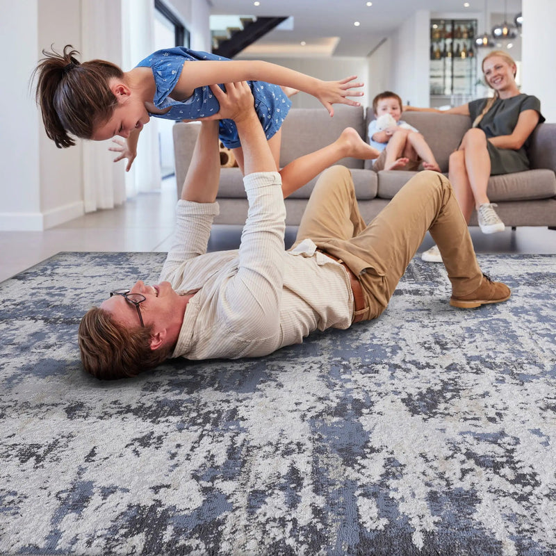 Payas - 6' X 9' Abstract Area Rug - Gray / Denim by HouseOfZazla