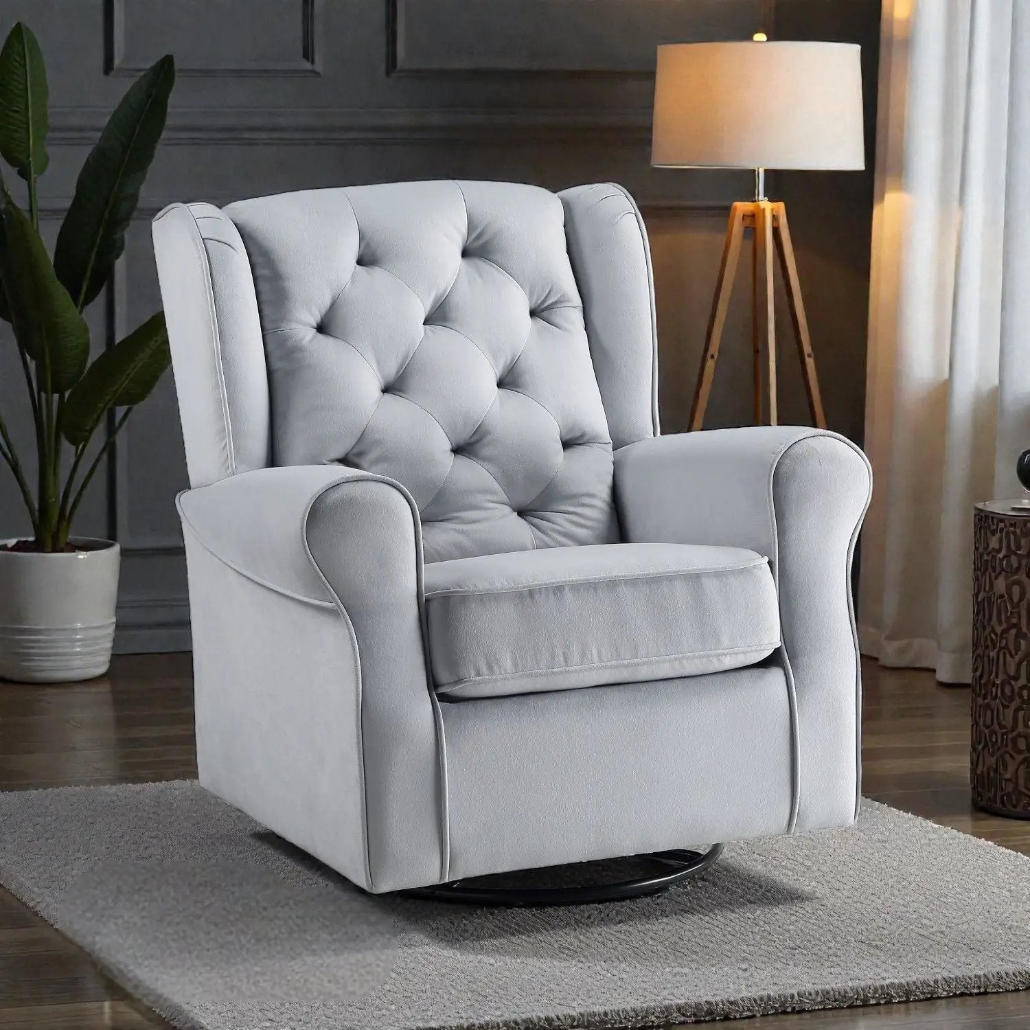 Glider Chair With Swivel - Gray by HouseOfZazla