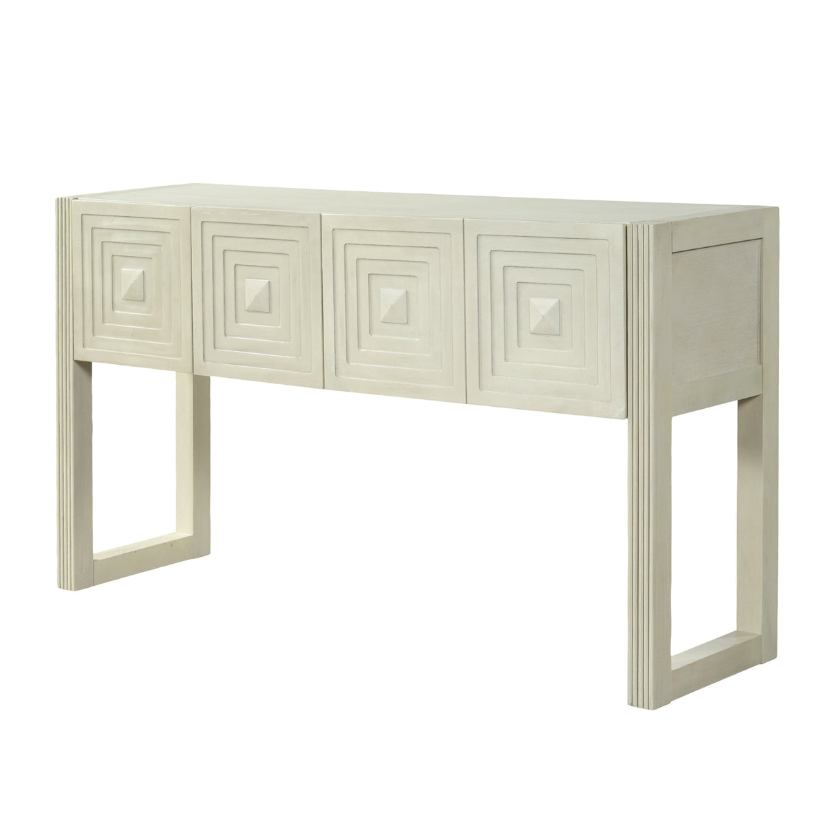 Geometric Carved Console Table with 3 Soft-Close Drawers, photo 5 of 10