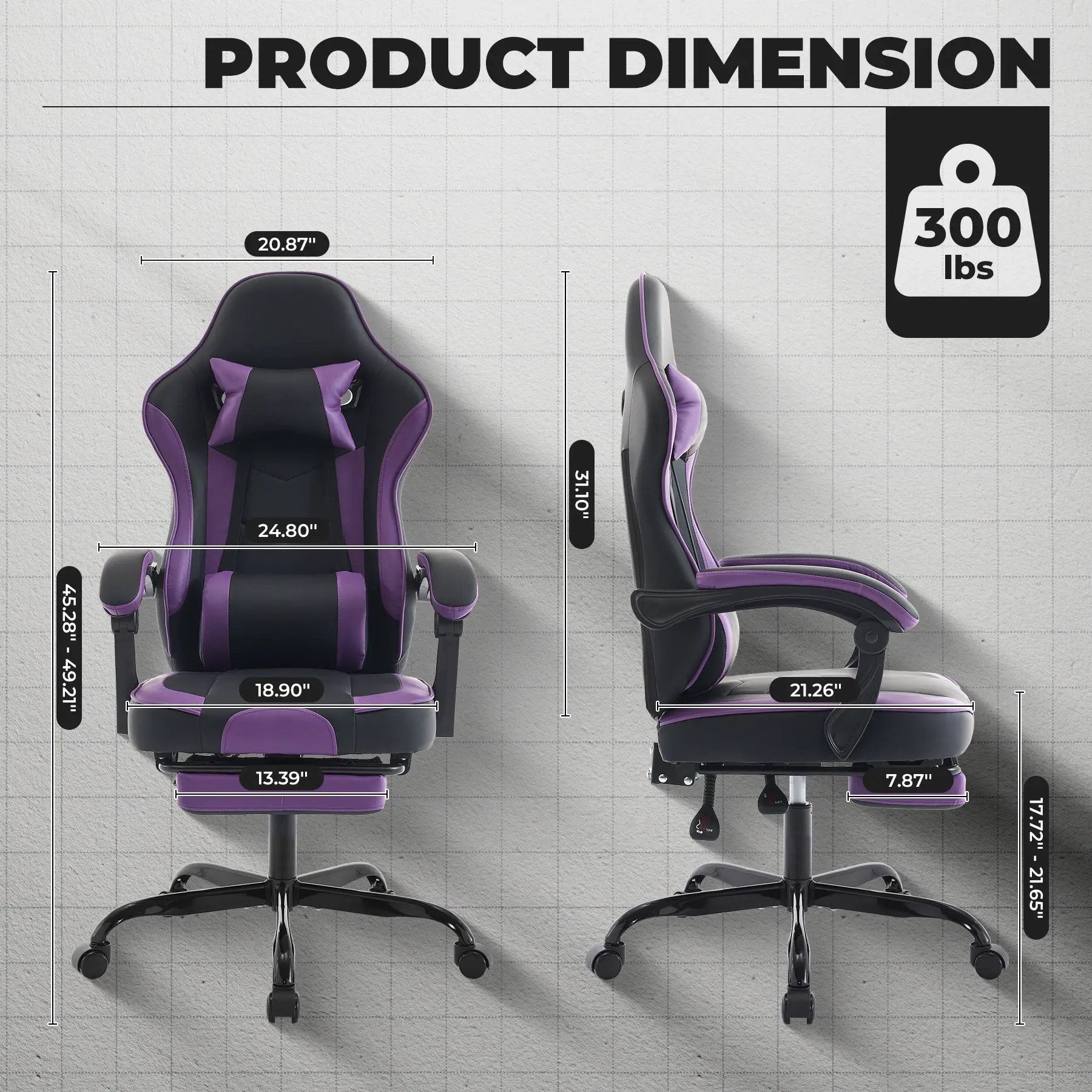 Gaming Chair with Footrest and Massage Lumbar Support by HouseOfZazla