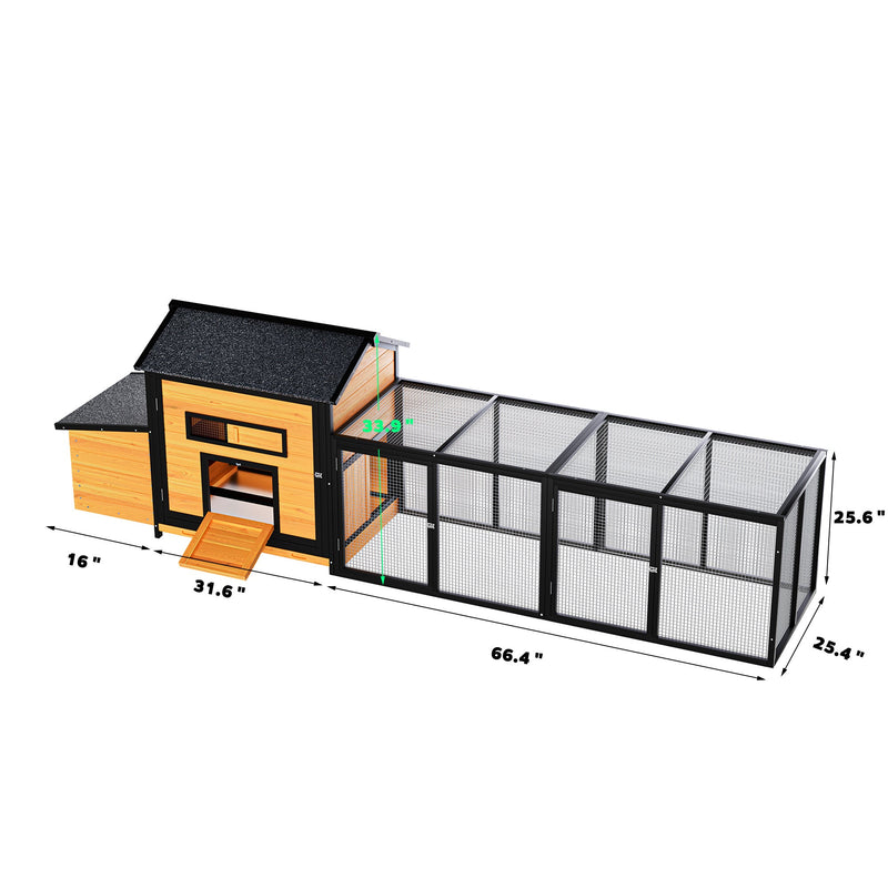 114" Wooden Chicken Coop with Outdoor Run by HouseOfZazla
