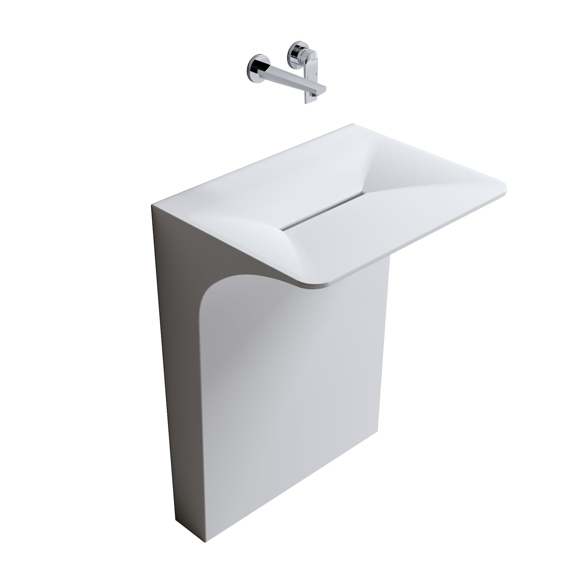 Modern Wall-Mounted Solid Surface Pedestal Sink by HouseOfZazla
