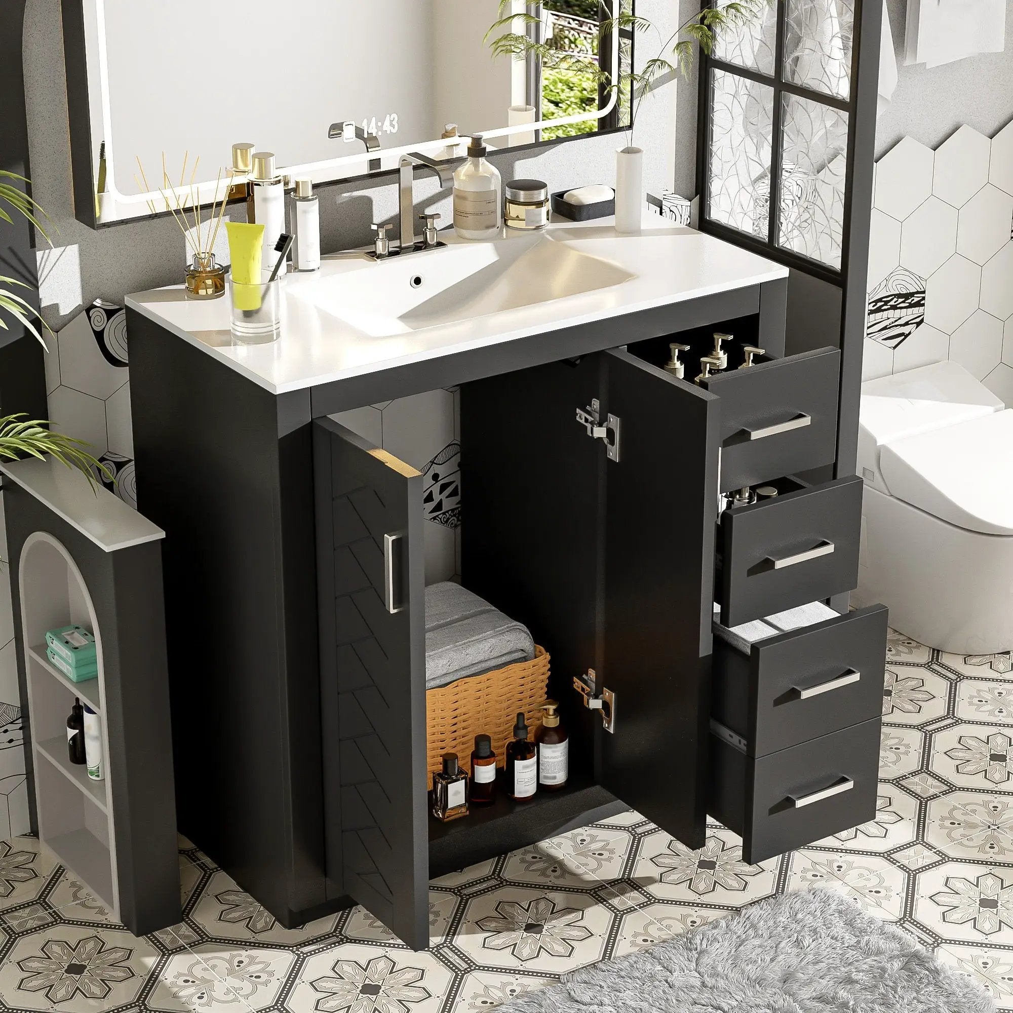 Bathroom Vanity With Sink Combo, Storage Cabinet, Freestanding Set With 3 Drawers & Soft Closing Doors by Unique Piece Furniture