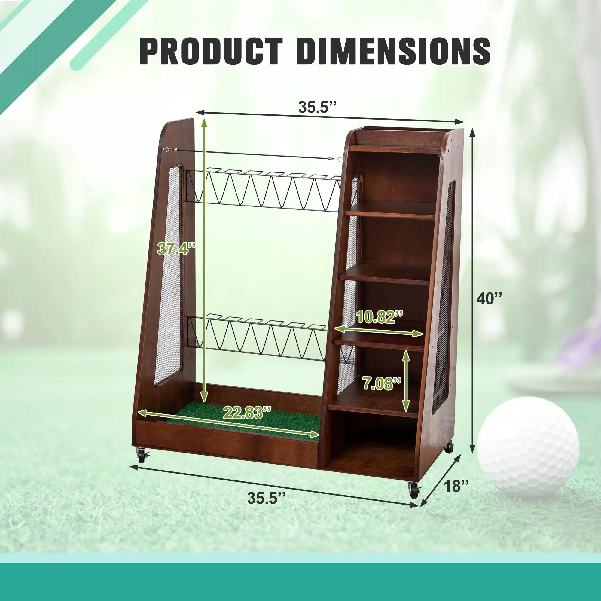 Premium Wooden Golf Bag Organizer for Garage by HouseOfZazla