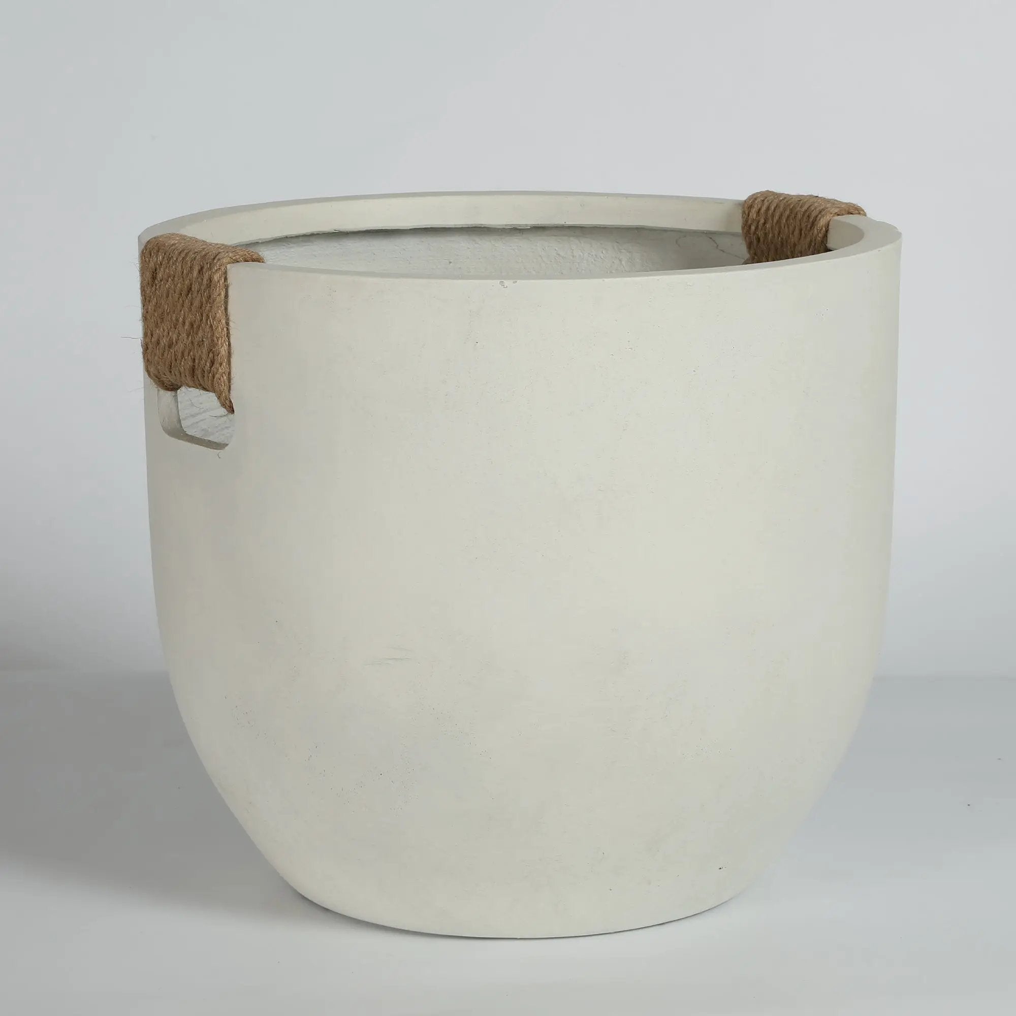 Round Concrete Planter Set of 2, Large Handmade Off White Pots by HouseOfZazla