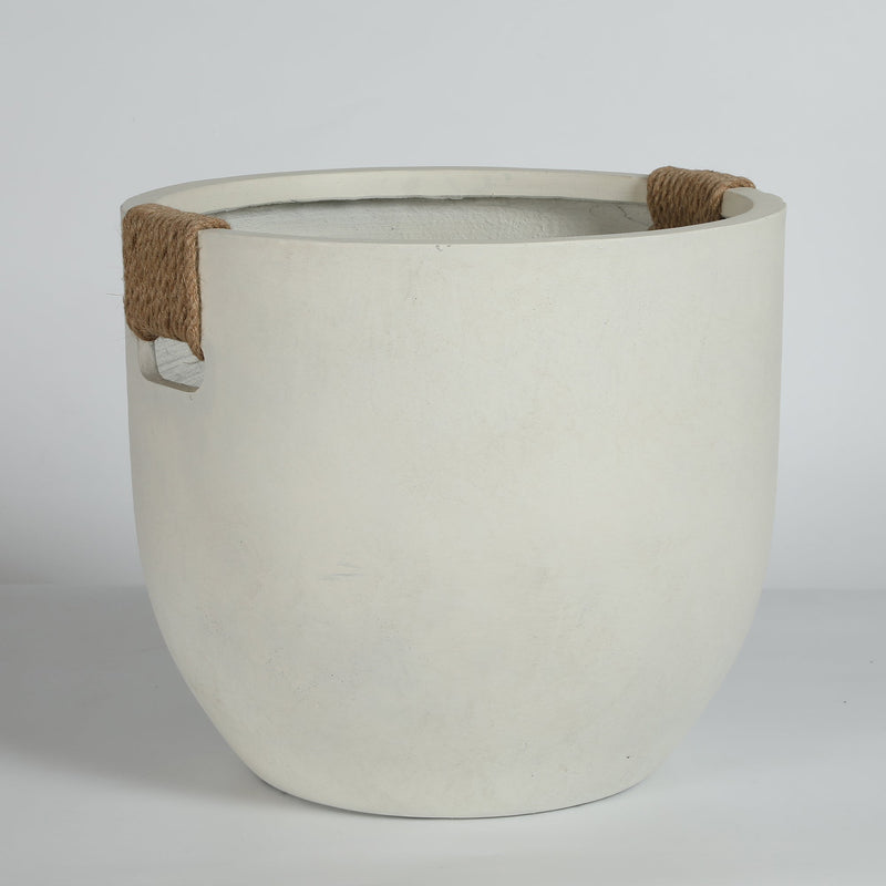 Round Concrete Planter Set of 2, Large Handmade Off White Pots by HouseOfZazla