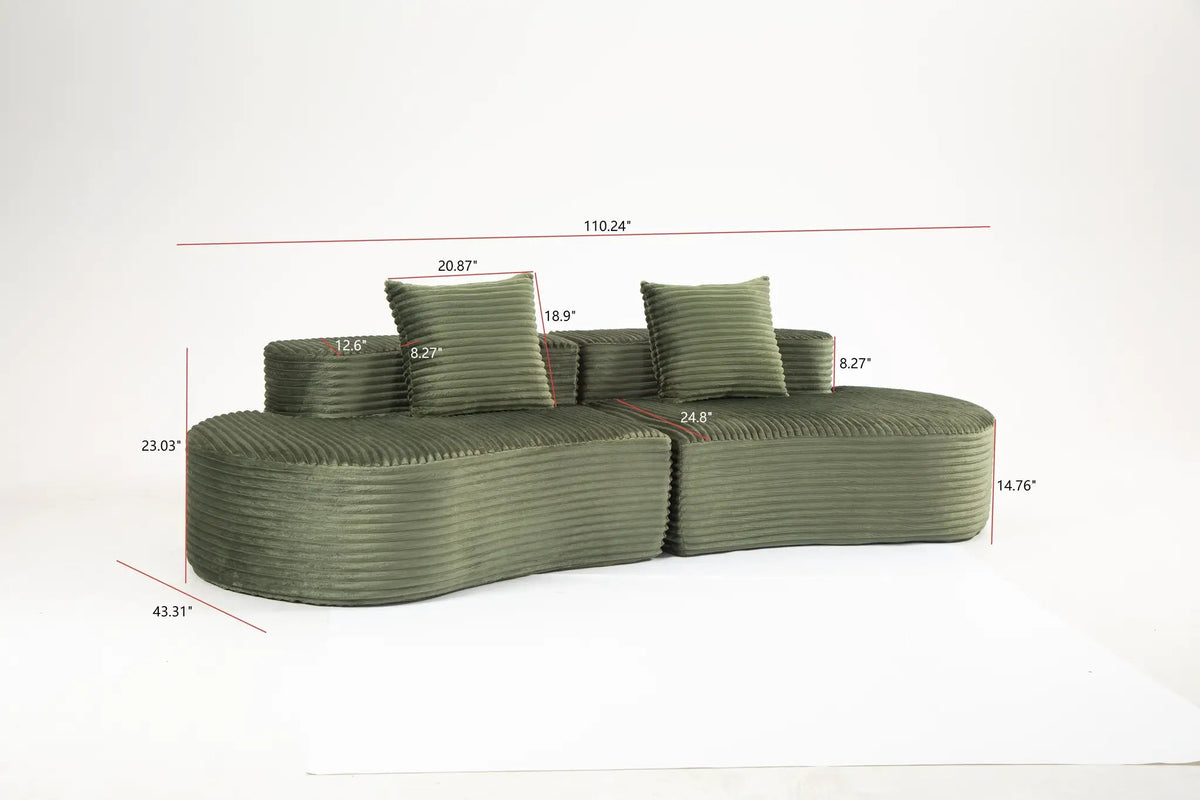 Cozy Corduroy 2-Seater Sofa with Lumbar Pillows by HouseOfZazla