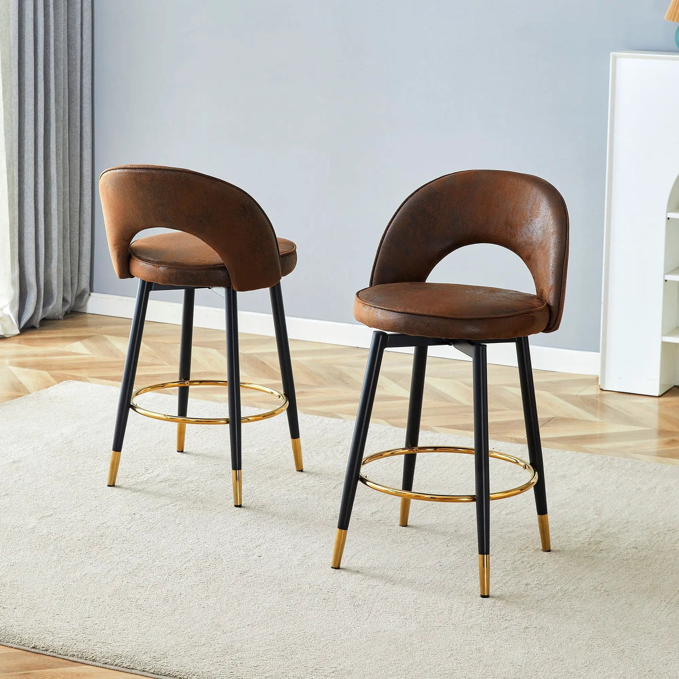 Upholstered Rotatable Bar Chair With Metal Legs For Dining Room by HouseOfZazla