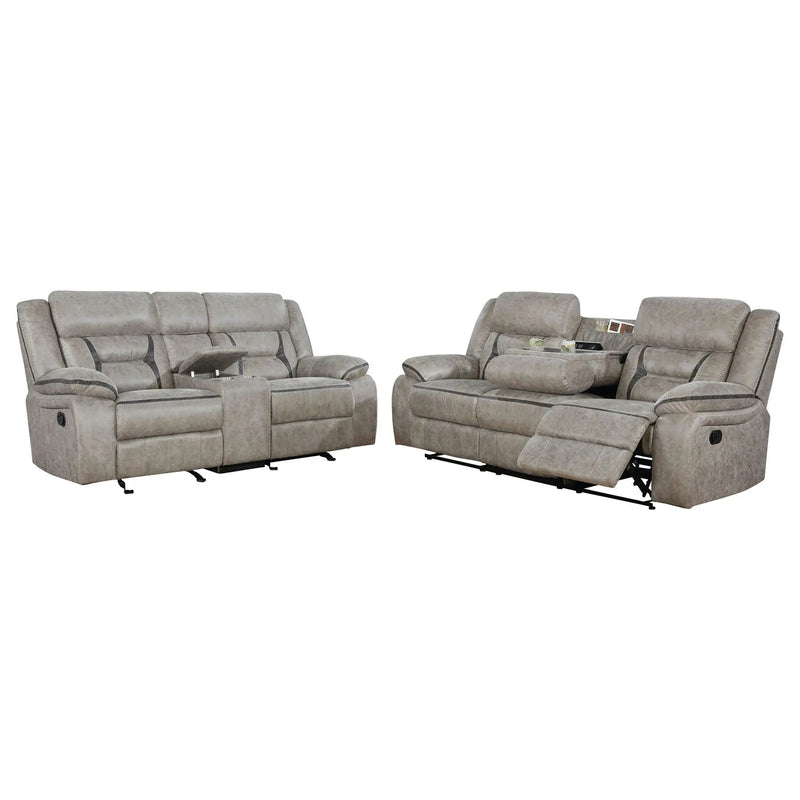 Greer 2-piece Upholstered Reclining Sofa Set Taupe by Unique Piece Furniture