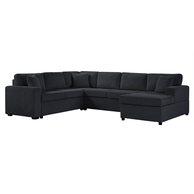 Oversized Sectional U-Shaped Sofa With Chaise Lounge And Three Soft Throw Pillows by HouseOfZazla