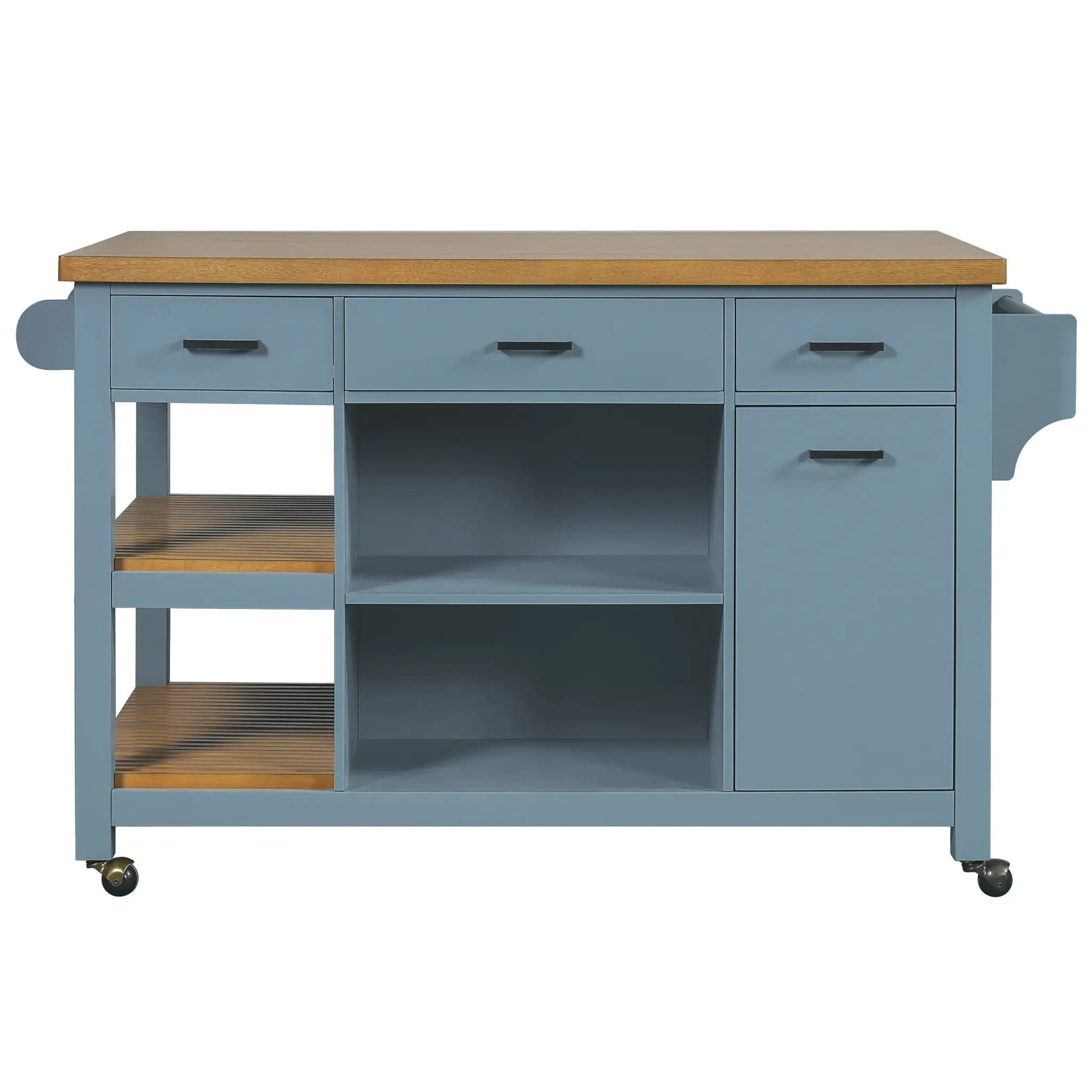 52" Kitchen Island Cart with Rubber Wood Top by HouseOfZazla