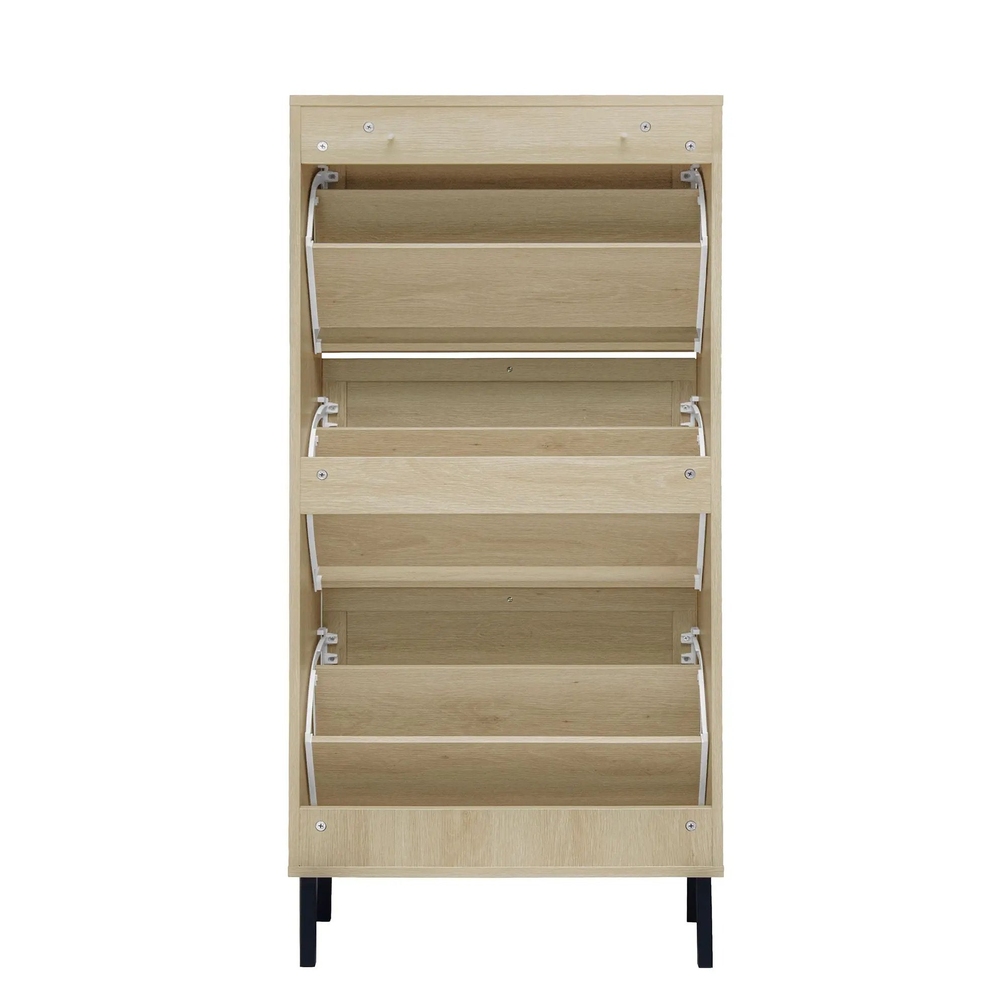 Modern Rattan 3 Door Shoe Rack Cabinet for Entryway by HouseOfZazla