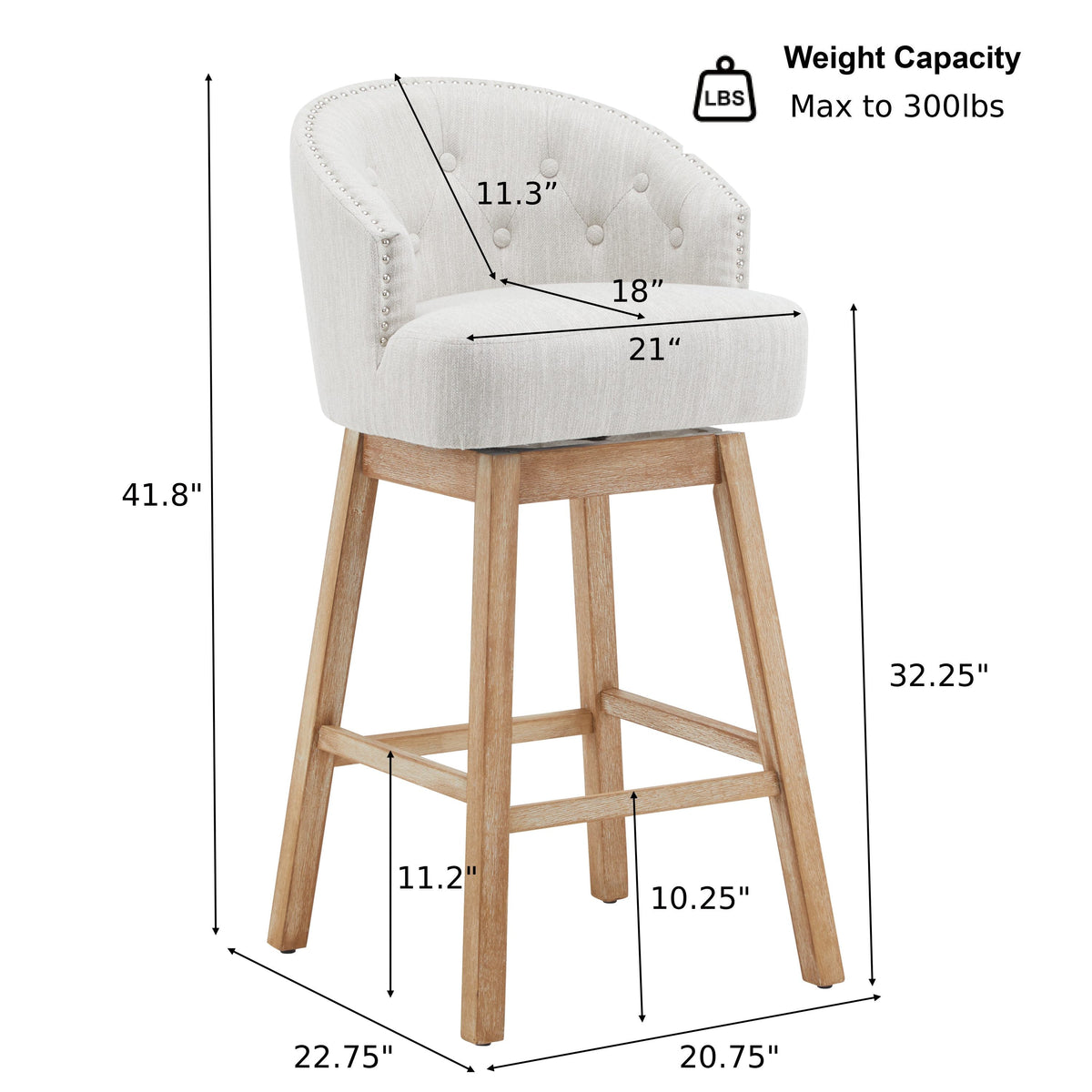 Upholstered Swivel Counter Stools with Backrest – Set of 2, photo 3 of 10