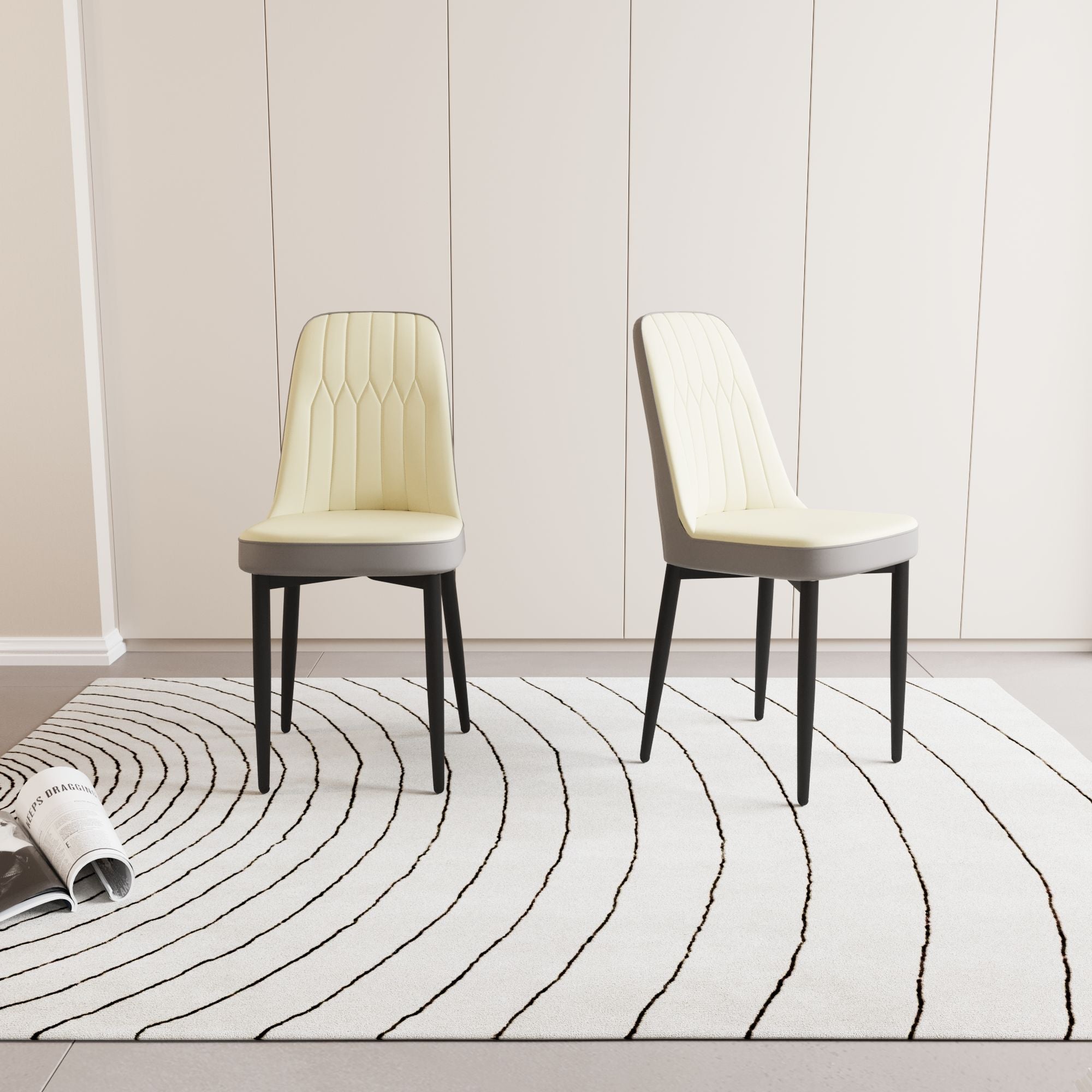 Modern Dining Chair With Cushions And Metal Legs by Unique Piece Furniture