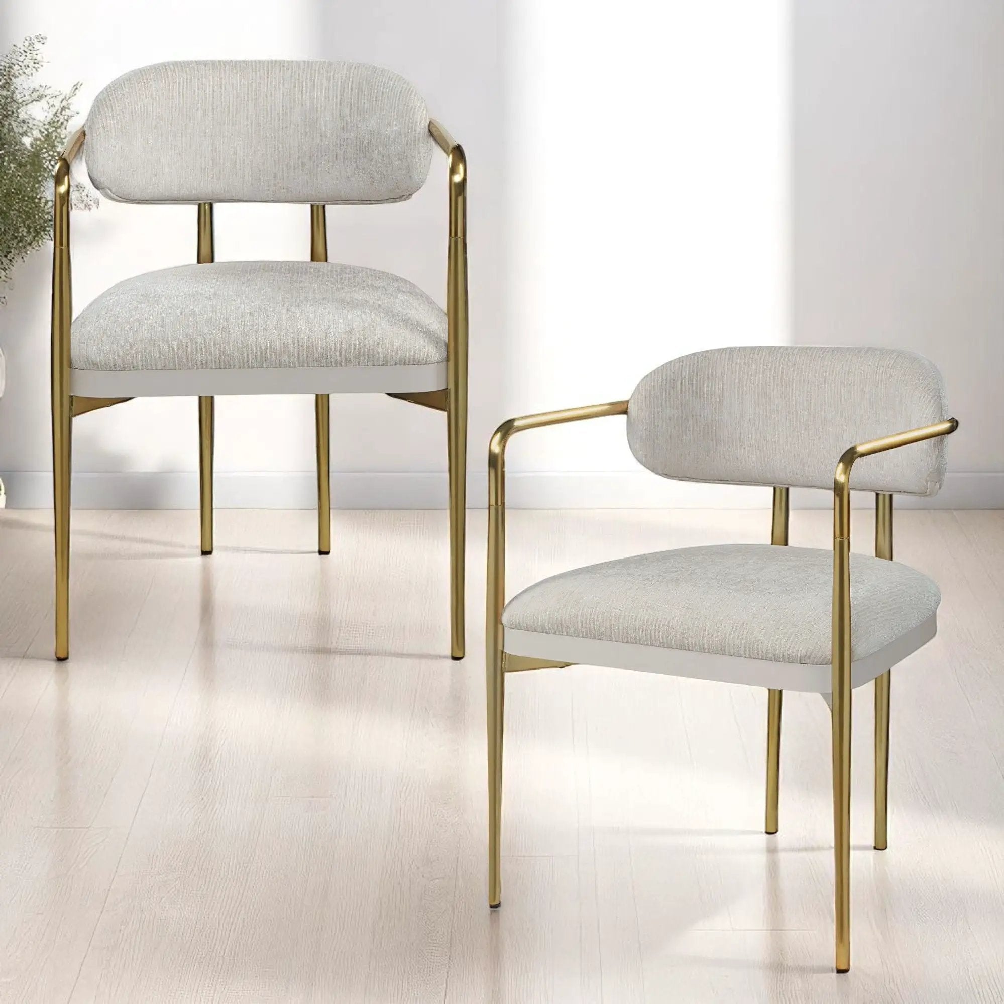 Zayn - Arm Chair (Set of 2) - Beige / Gold by HouseOfZazla