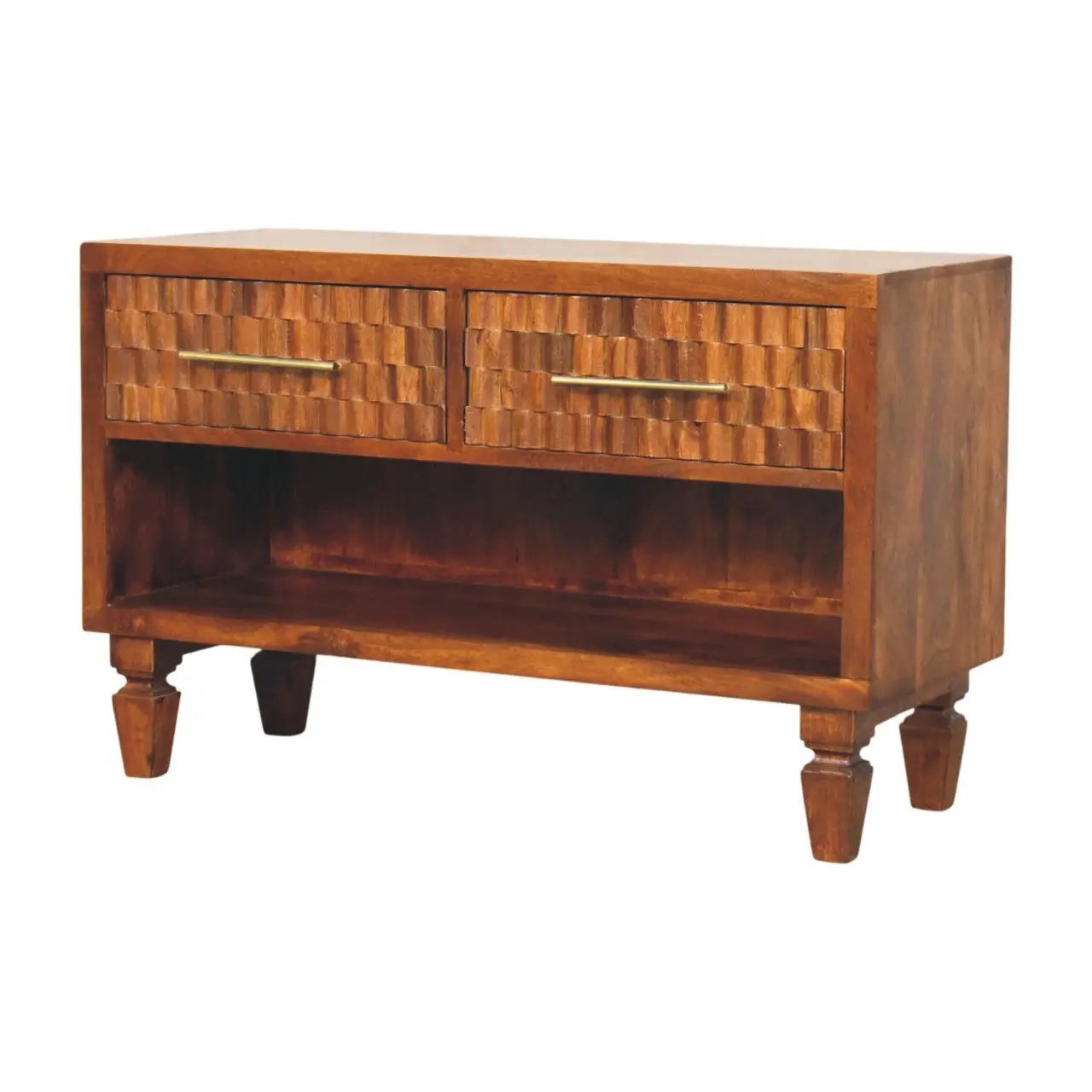 Solid Wood Cadiz Carved Shoe Bench by HouseOfZazla
