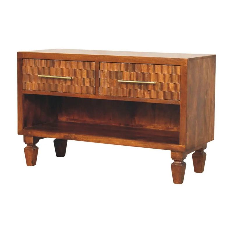 Solid Wood Cadiz Carved Shoe Bench by HouseOfZazla