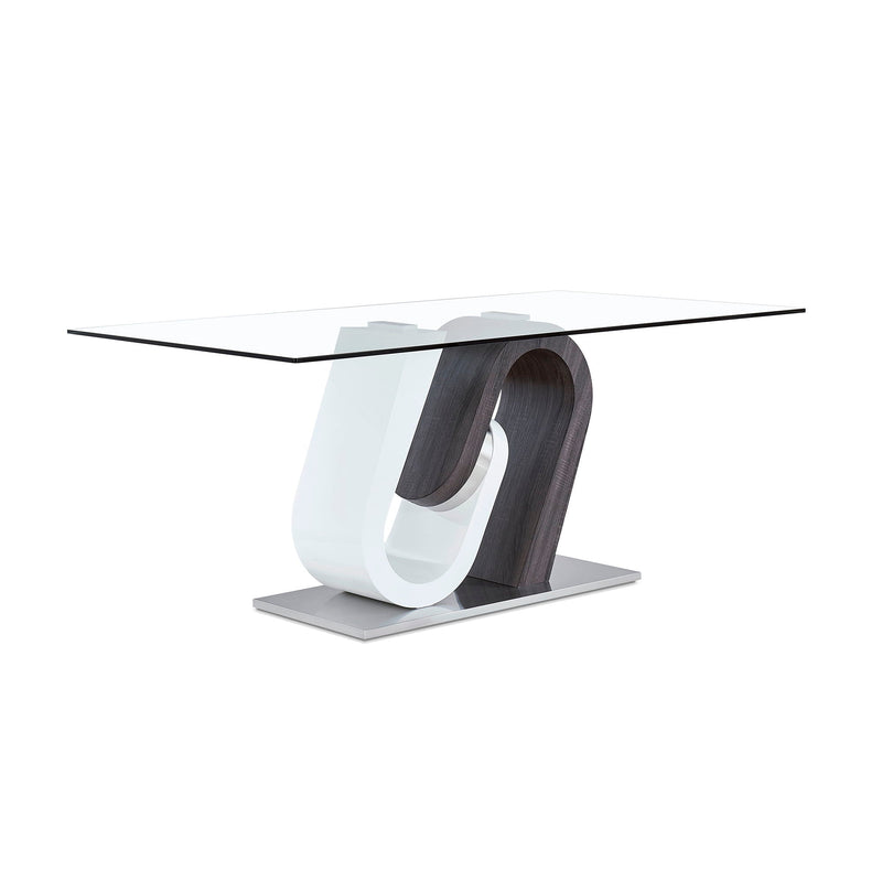 Anne Dining Table with Stainless Steel Base - White / Gray, photo 7 of 7