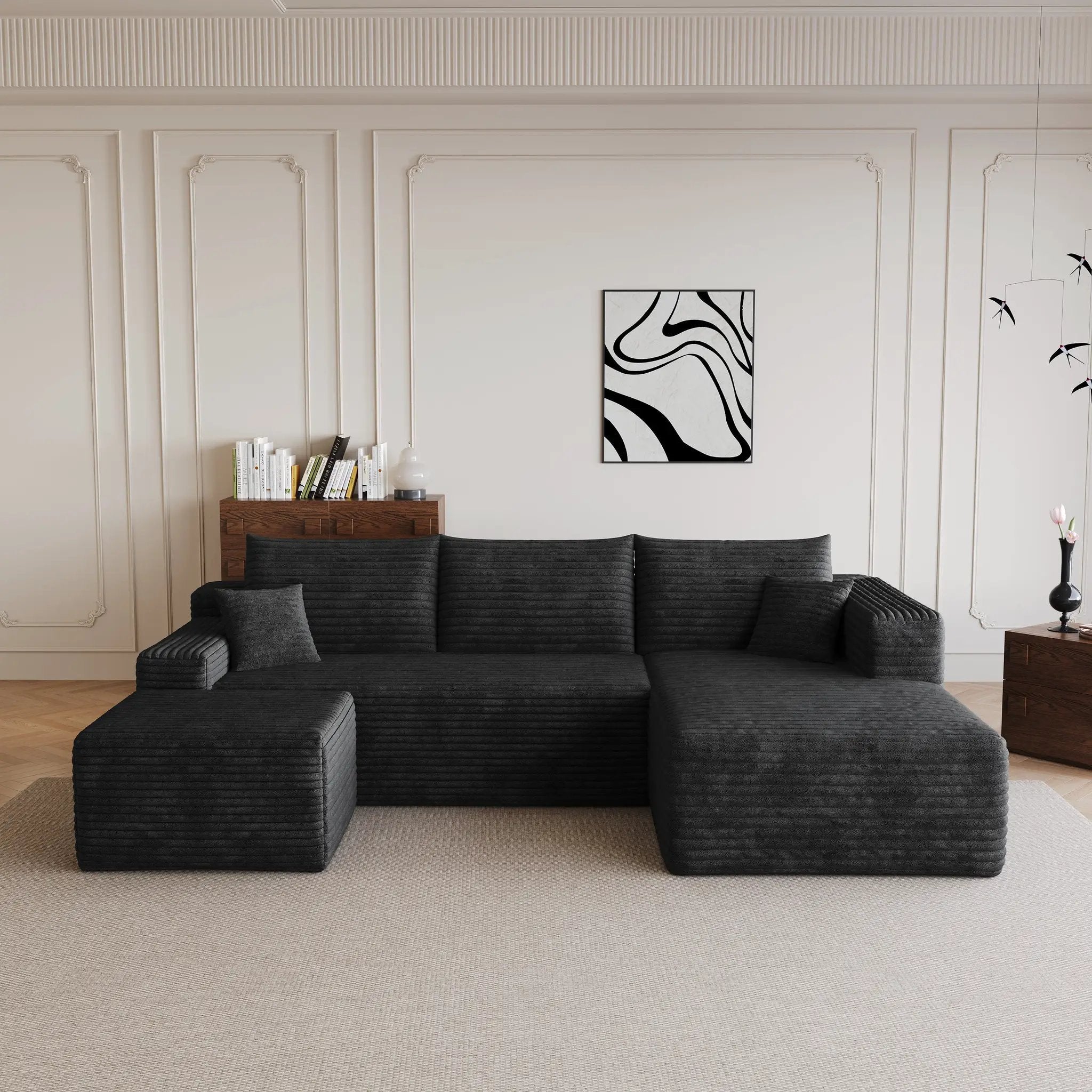95" Cloud Sectional Sofa with 1 Ottoman by HouseOfZazla