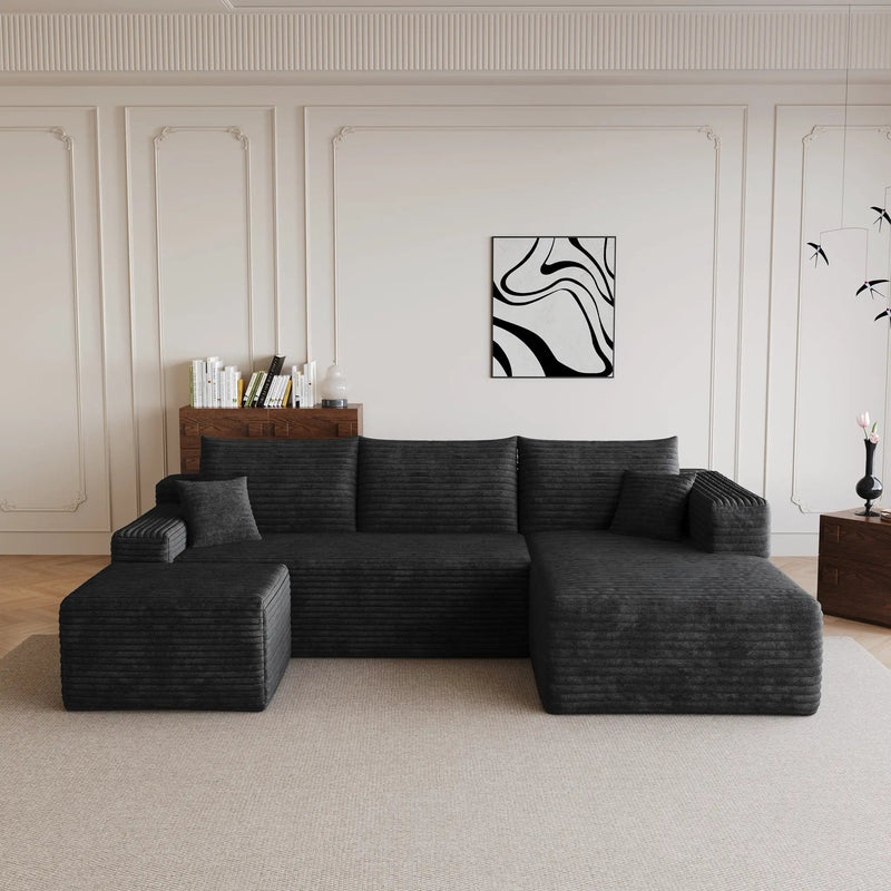 95" Cloud Sectional Sofa with 1 Ottoman by HouseOfZazla
