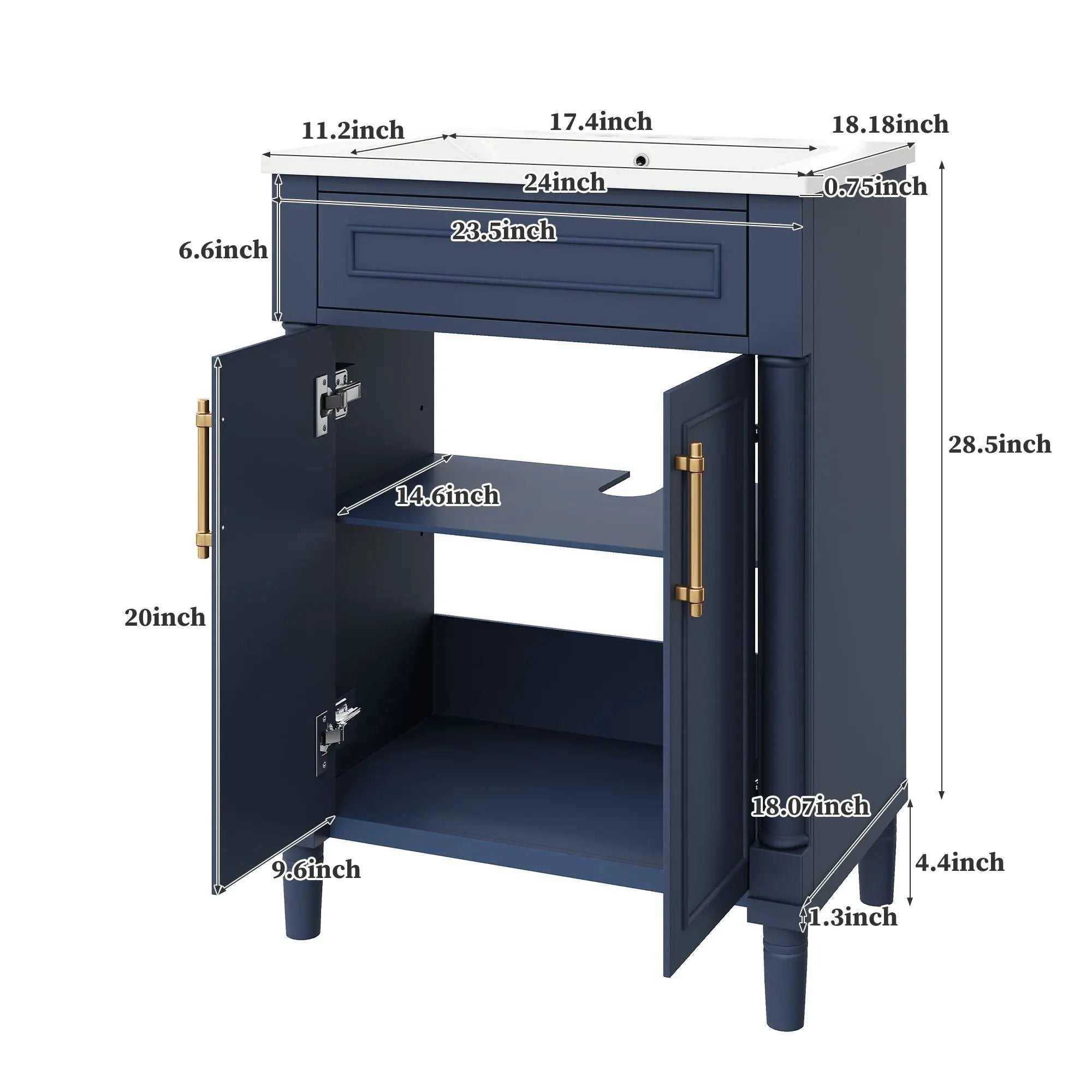 Bathroom Vanity With Integrated Sink, 2 Door Cabinet, Single Sink For Small To Medium Bathrooms by Unique Piece Furniture