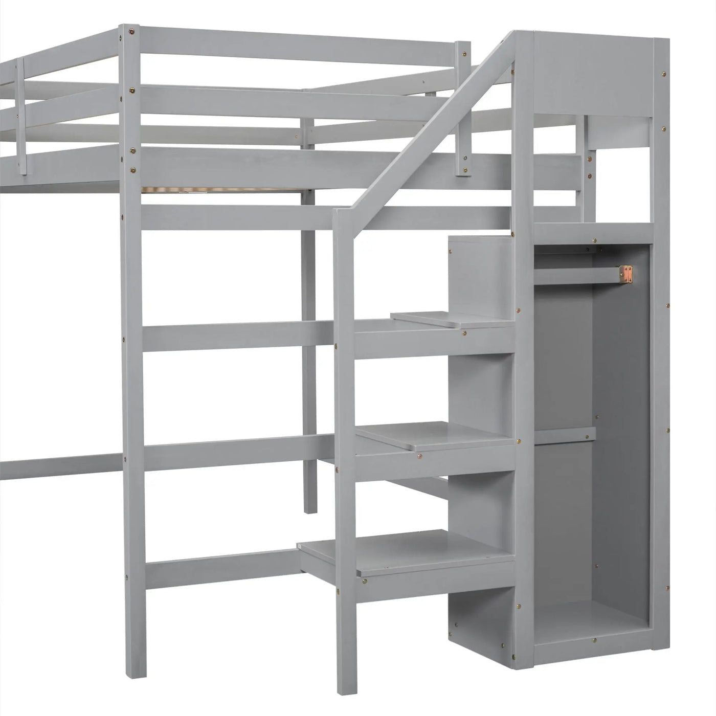 Loft Bed With Built In Storage Wardrobe And Staircase by HouseOfZazla