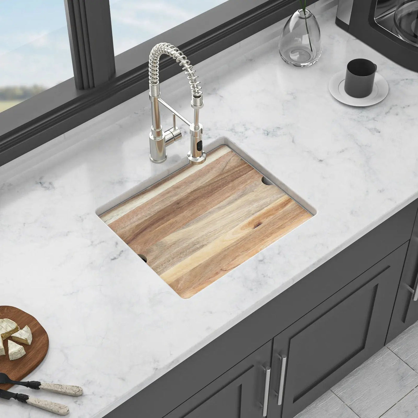 Quartz Composite Kitchen Sink With Workstation, Undermount by HouseOfZazla