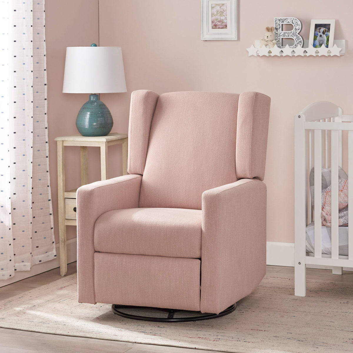 Landau Contemporary Fabric Upholstered Swivel Recliner, photo 19 of 21
