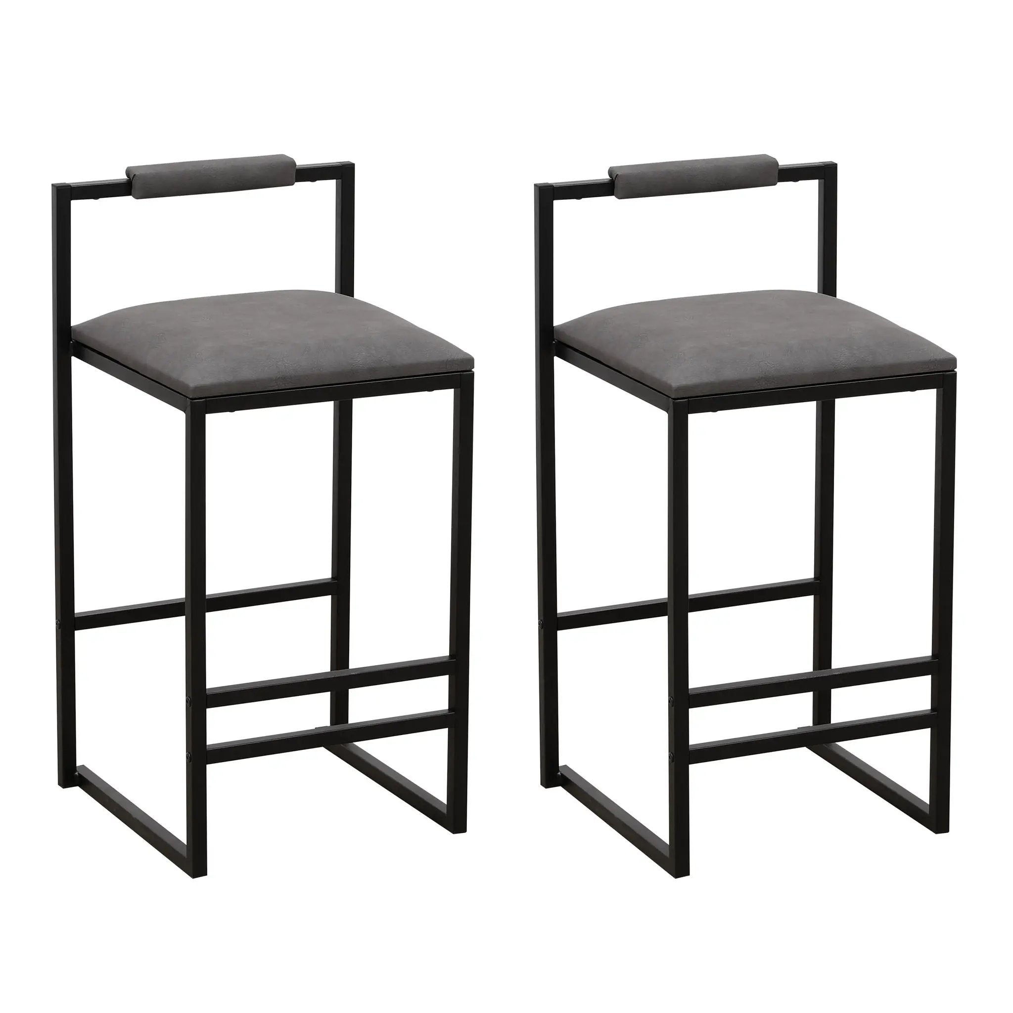 Elegant Bar Stool Set With Backrest And Footrest, Counter Height (Set of 2) by Unique Piece Furniture