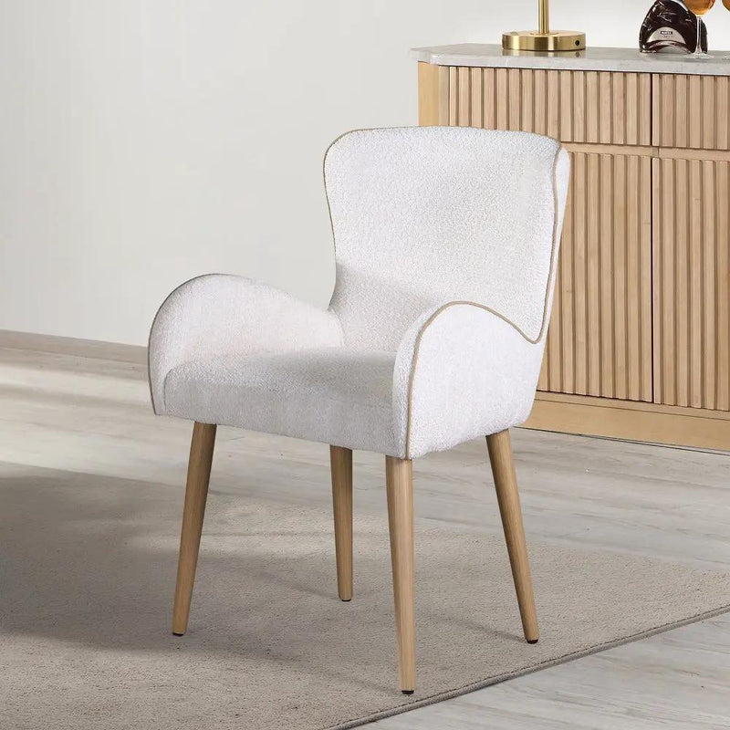 Adalynn - Side Chair (Set of 2) - Beige Boucle & Oak by Unique Piece Furniture