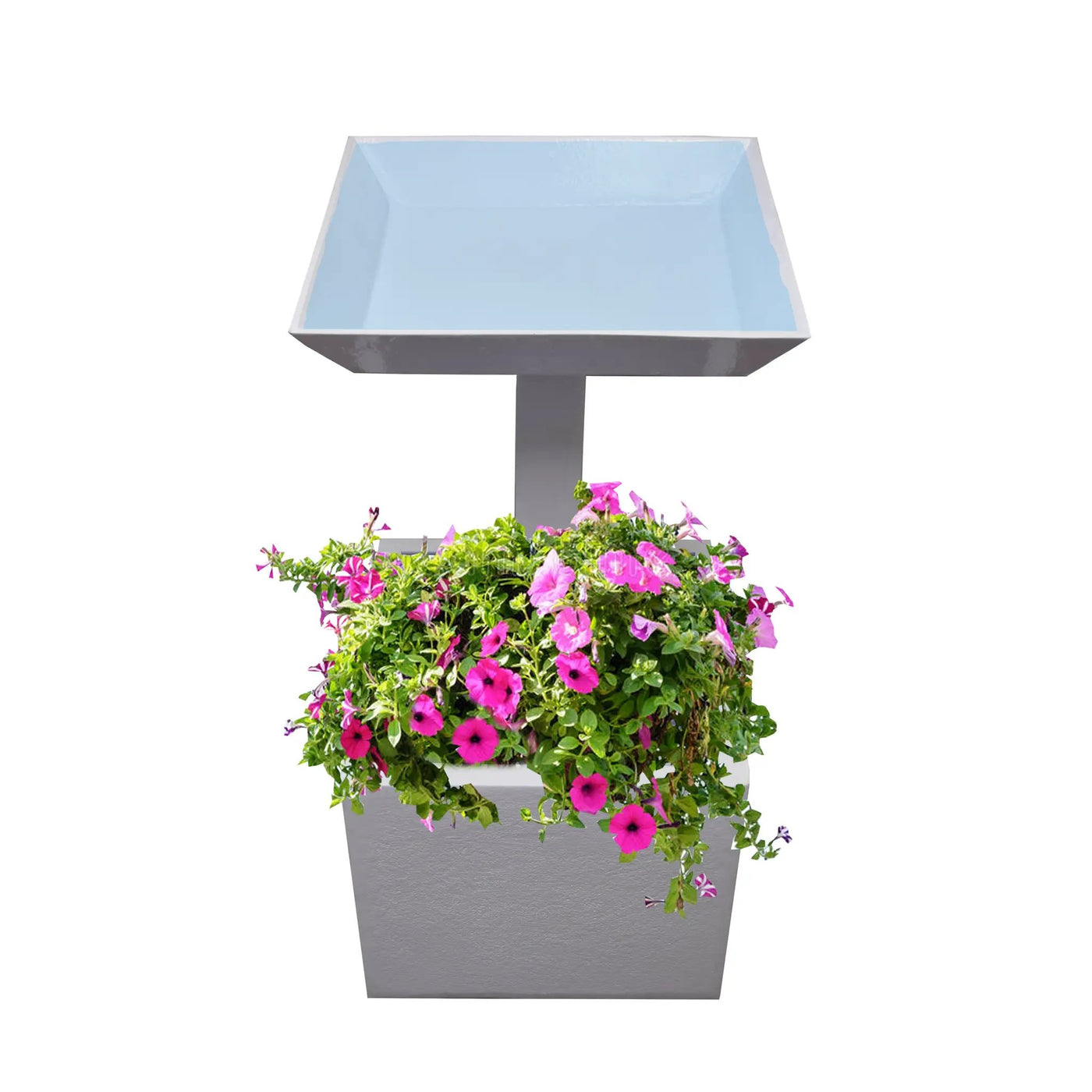 Modern Square Cast Aluminum 35-in Bird Bath and Planter Vase Combo by Sharicks
