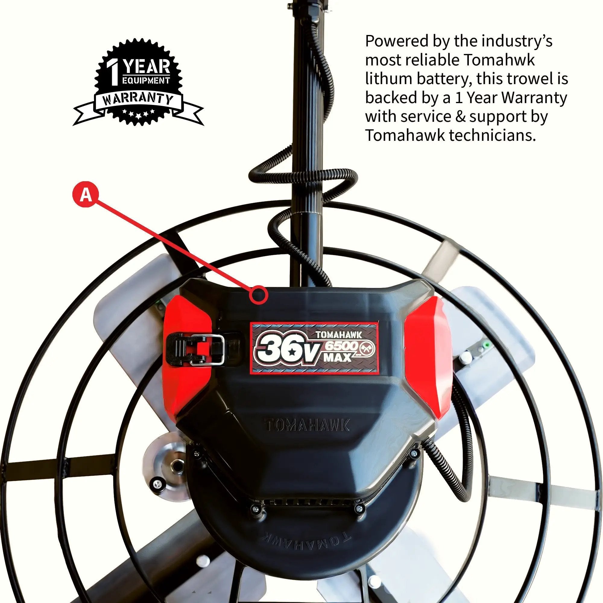 30" Battery-Powered Portable Power Trowel with 18ft Bull Float Handle by Tomahawk Power