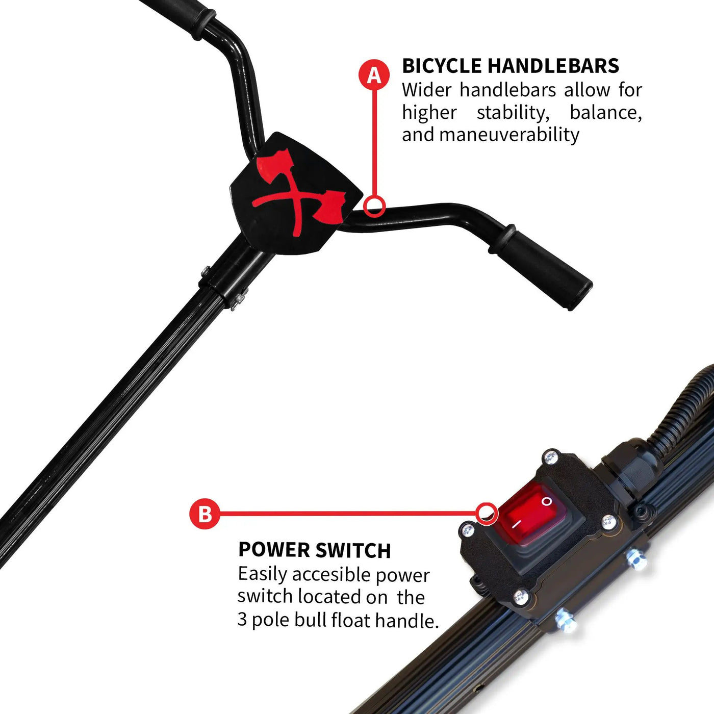 30" Battery-Powered Portable Power Trowel with 18ft Bull Float Handle by Tomahawk Power