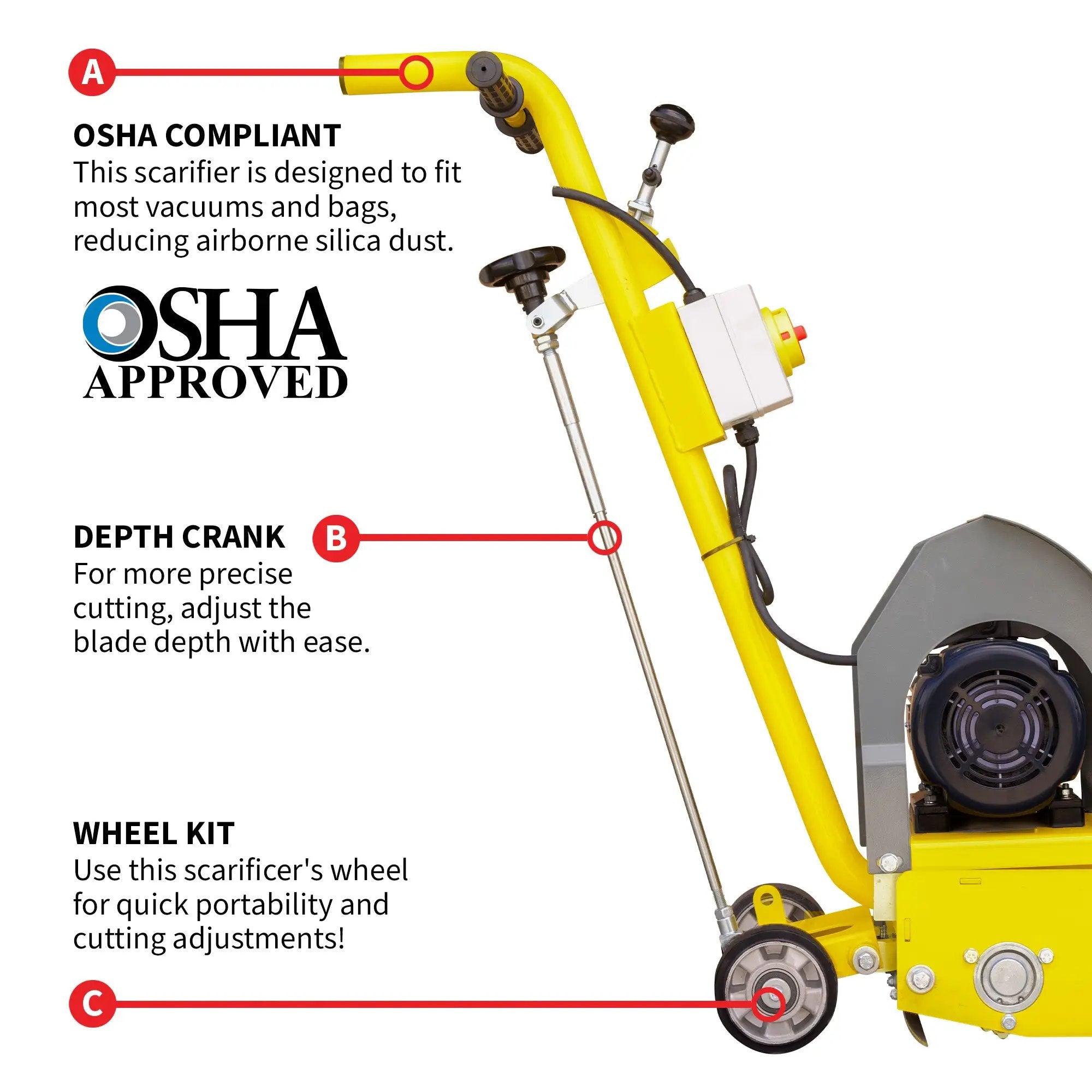 Electric 8” Concrete Scarifier Planer Grinder for Sidewalk Trip Hazard Repair, Traffic Line Removal by Tomahawk Power